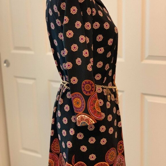 Women's Medallion Dress by Nicole Miller with a Slight Upper Split on the Chest - Picture 6 of 11